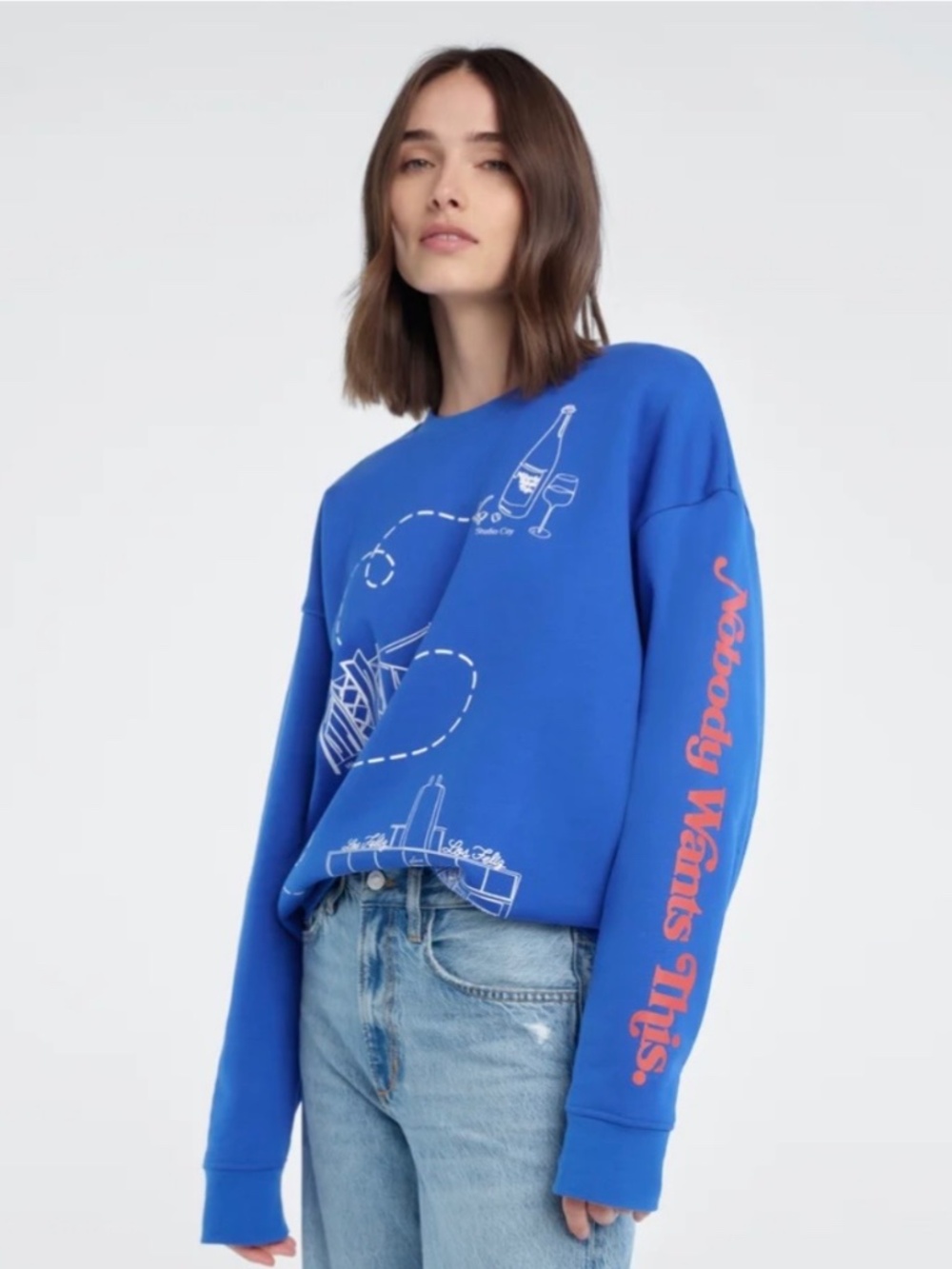 Favorite Daughter Nobody Wants This Guide Sweatshirt Blue SZ XL